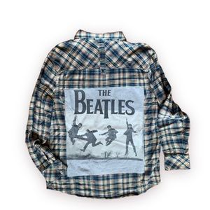 Upcycled & Hand Crafted Beatles Flannel, Size Large